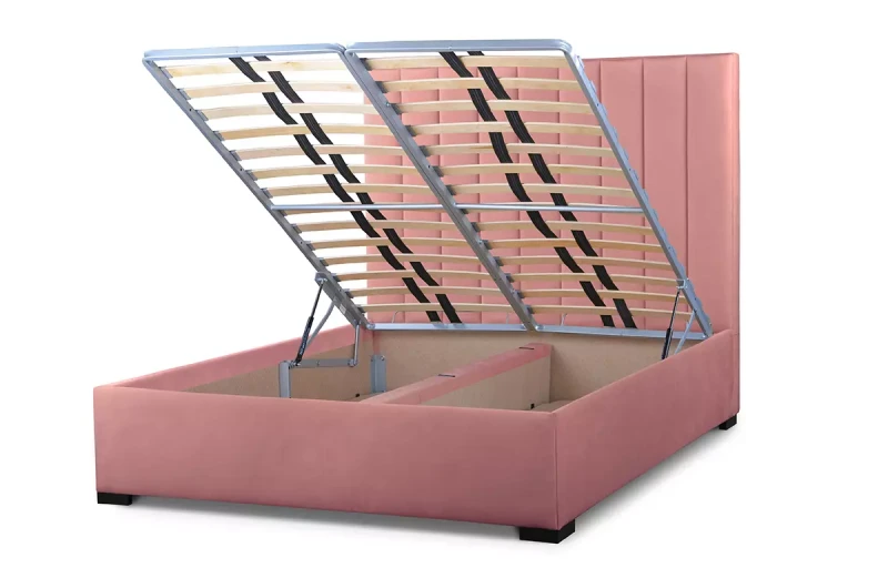 Tapicerowane łóżko z panelami z pojemnikiem Epola