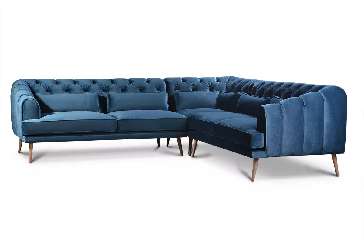 Pikowany narożnik symetryczny w stylu chesterfield Franco