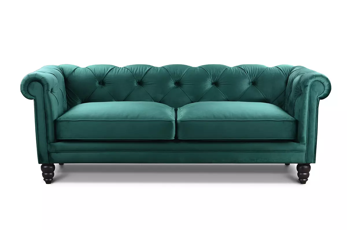 Pikowana sofa z rzeźbionymi nogami w stylu glamour Bruna