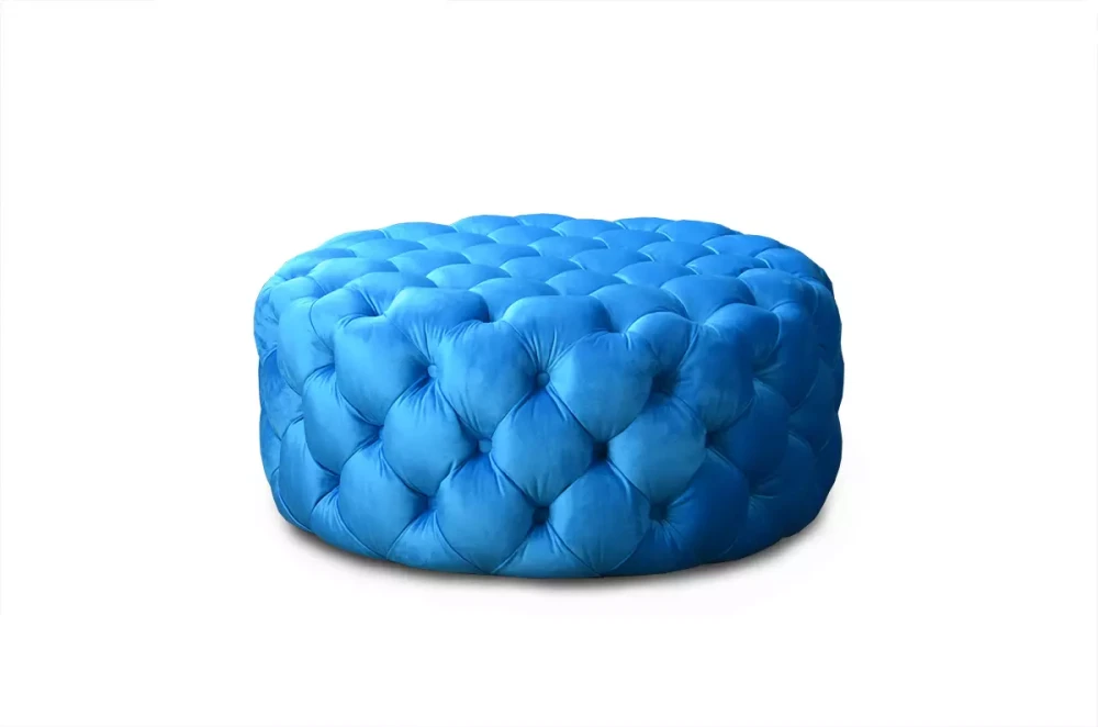 Okrągła pufa z pikowaniem w stylu glamour Casia