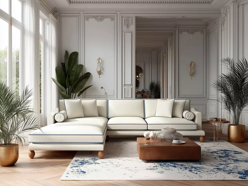 Narożnik-z-ozdobną-lamówką-i-szezlongiem-Anita-modern-classic