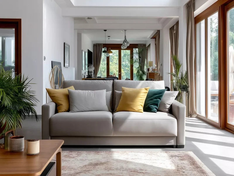 Sofa Silvano z funkcją spania w aranżacji salonu
