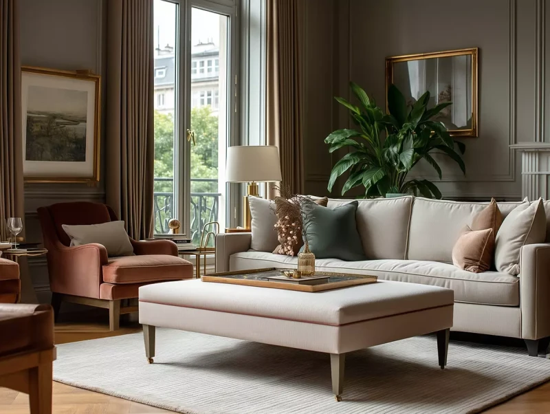 Klasyczny prostokątny podnóżek z ozdobną lamówką Edmondo