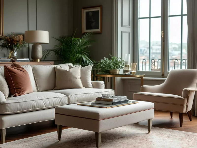 Prostokątna pufa na wymiar z lamówką Edmondo