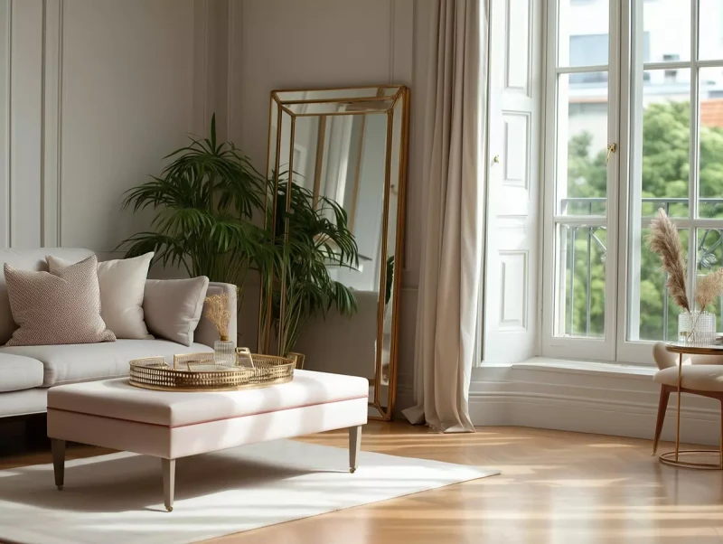 Klasyczna prostokątna pufa z nóżkami na kółkach Edmondo