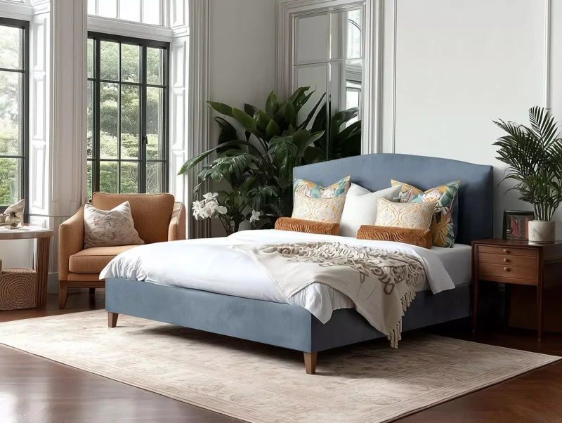 Łóżko z zaokrąglonym zagłówkiem na zamówienie Hawlo