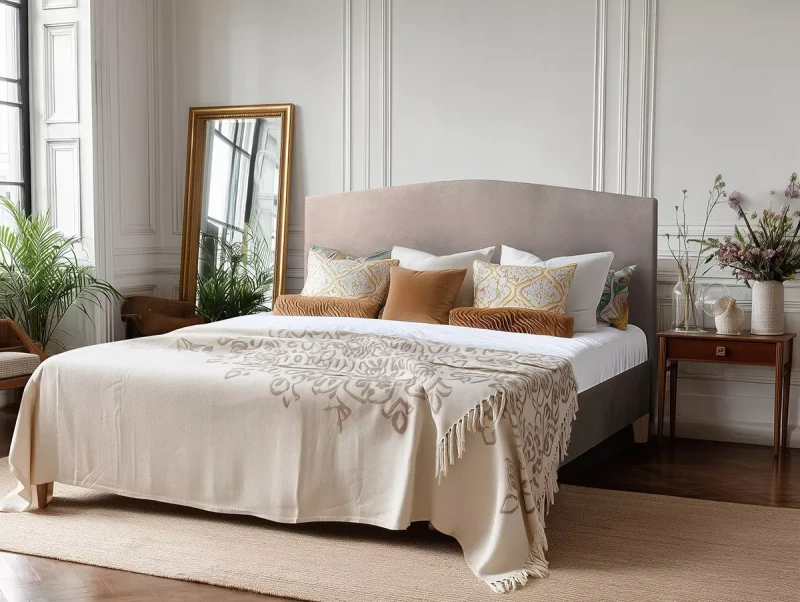 Łóżko z zaokrąglonym zagłówkiem na wymiar Hawlo