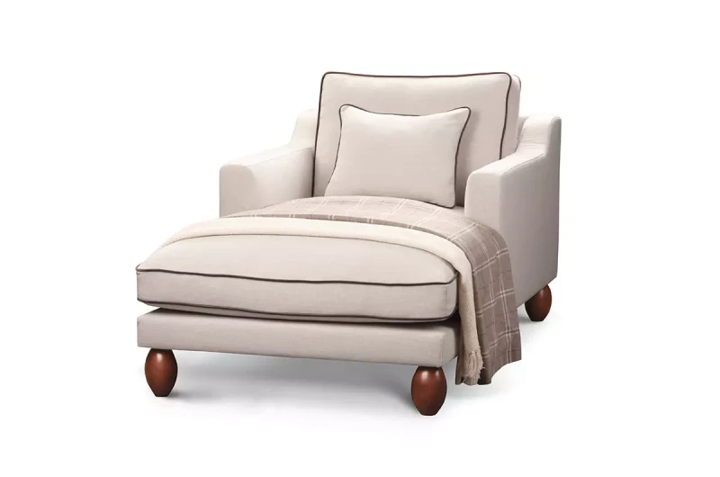 Szezlong w stylu paryskim z ozdobną lamówką Anita