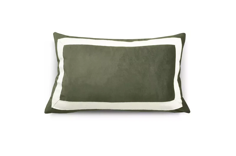 Prostokątna poduszka z bawełnianą ozdobną taśmą Madelaine