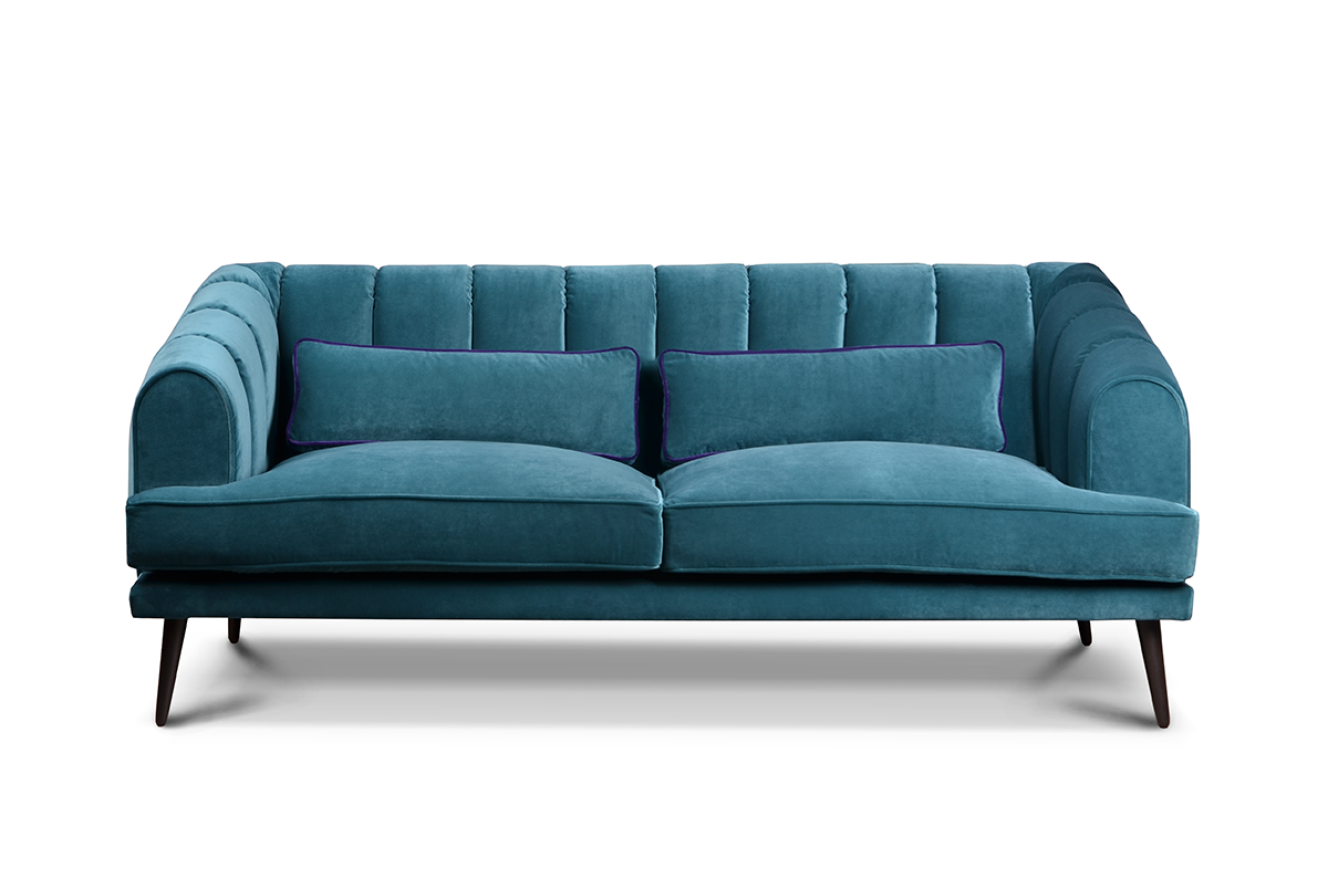 Karbowana sofa w stylu glamour Angela
