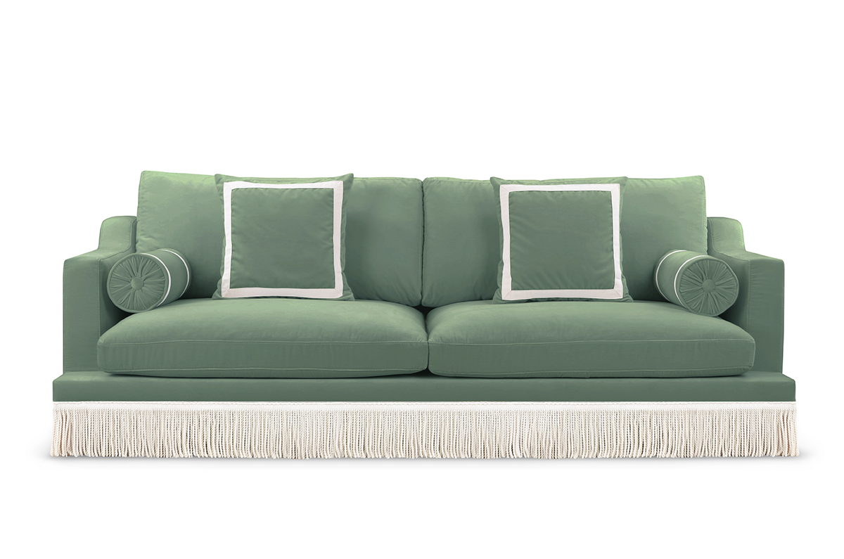 Sofa z frędzlami w stylu kolonialnym Anita
