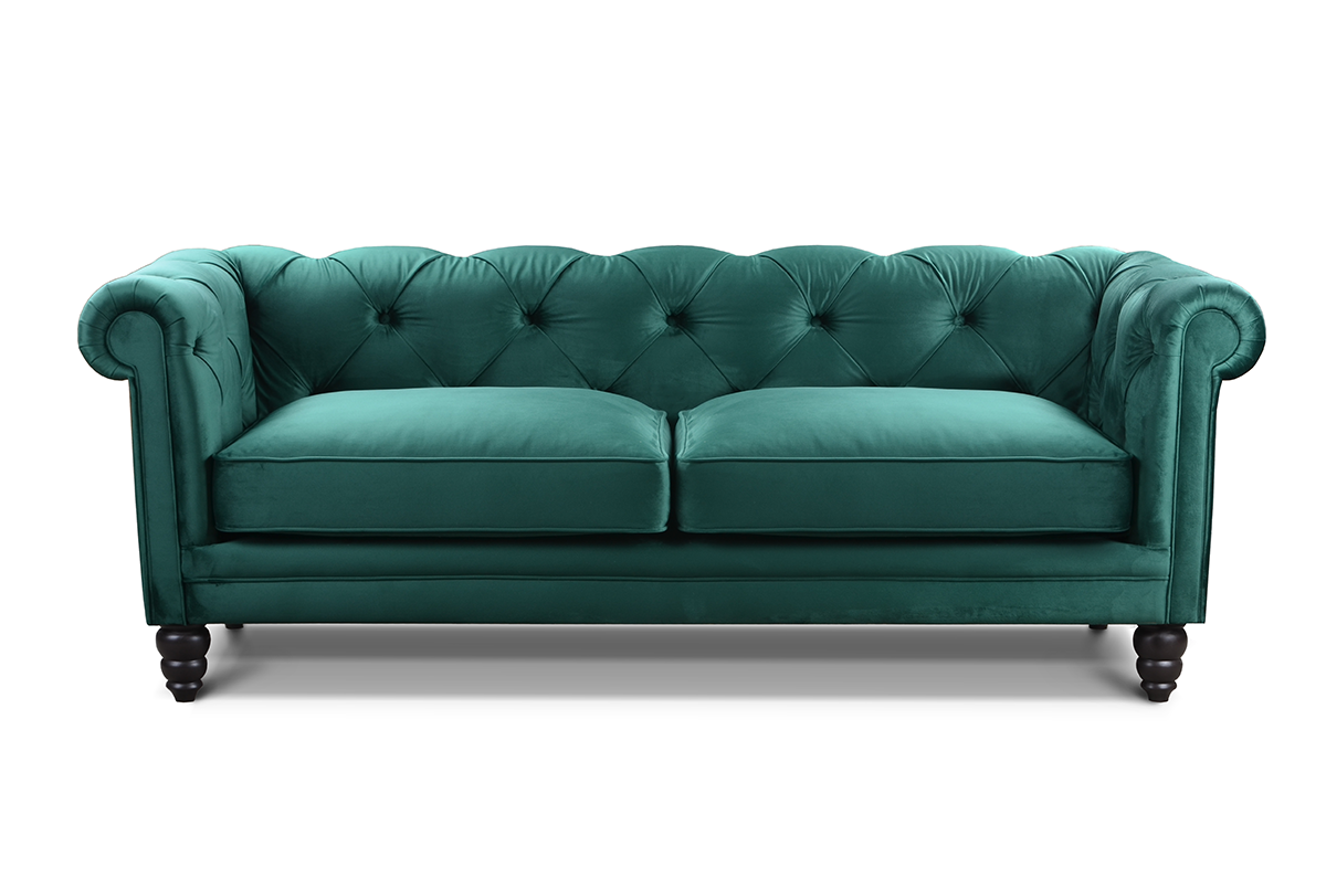 Pikowana sofa z rzeźbionymi nogami w stylu glamour Bruna